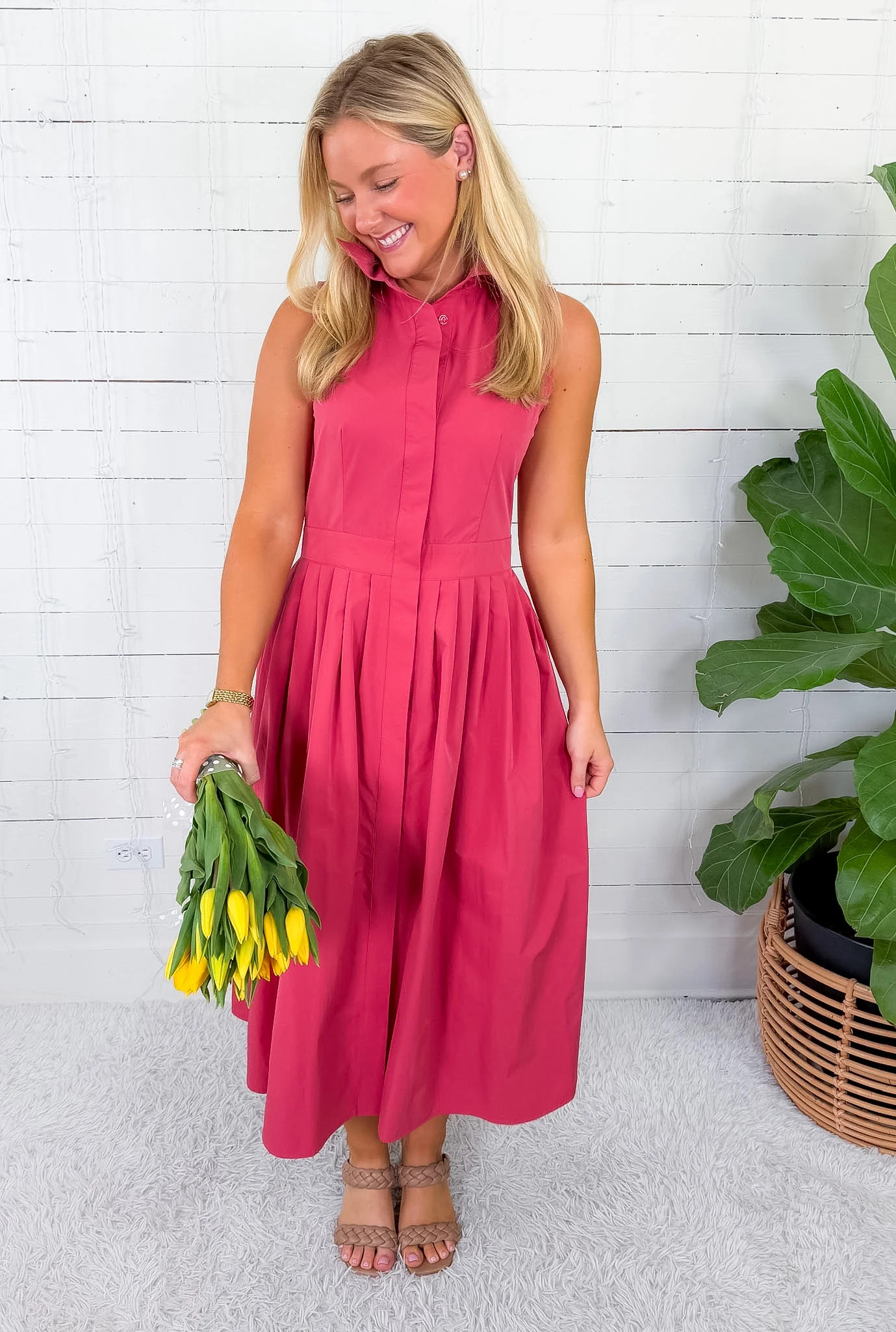 Elaine Raspberry Shirt Dress Naked Zebra | Clover and Bee | Clover + Bee