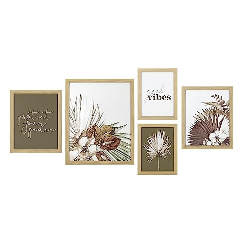 ArtbyHannah 5 Pack Gallery Wall Frame Set, Neutral Picture Frames Collage Wall Decor for Stairway Wall or Living Room, Multi-Size 11x14-1PCS,8x10-2PCS, 6x8-2PCS | Amazon (US)