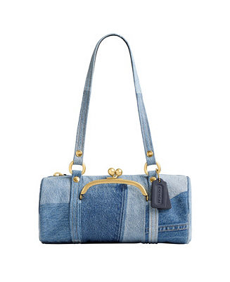 COACH Kisslock Small Repurposed Denim Barrel Slim Shoulder Bag - Macy's | Macy's