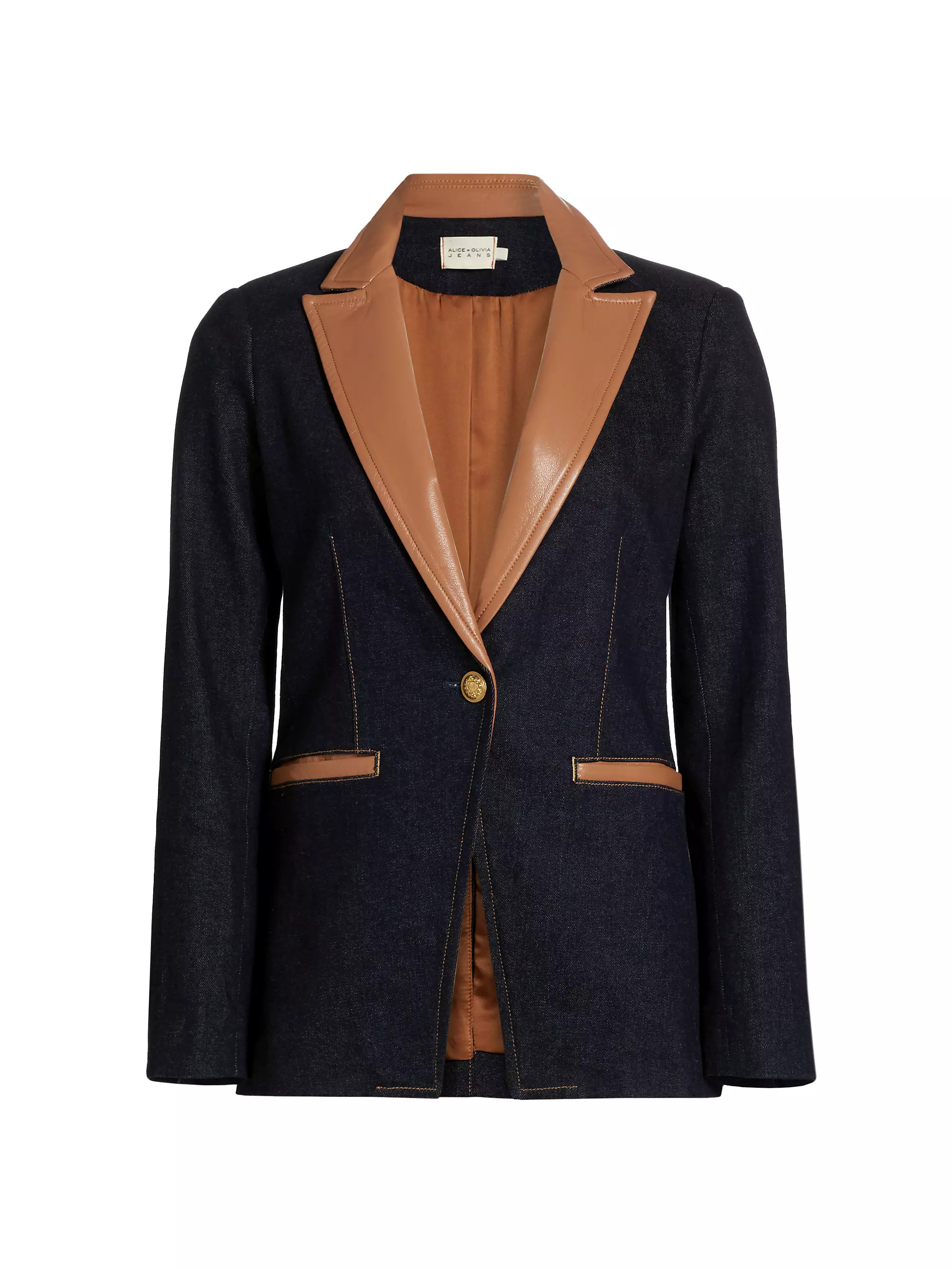 Breann Denim Vegan Leather Blazer | Saks Fifth Avenue