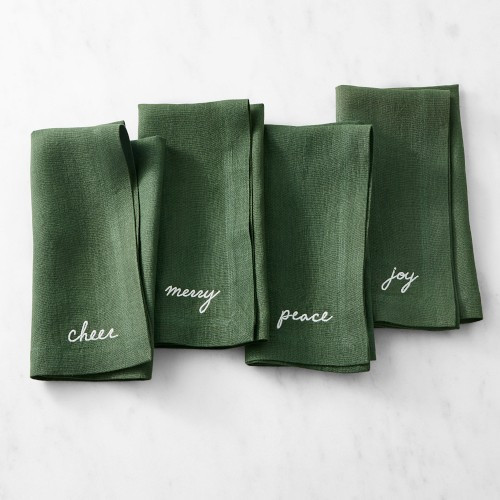 Sentiment Napkins, Set of 4, Green | Williams-Sonoma