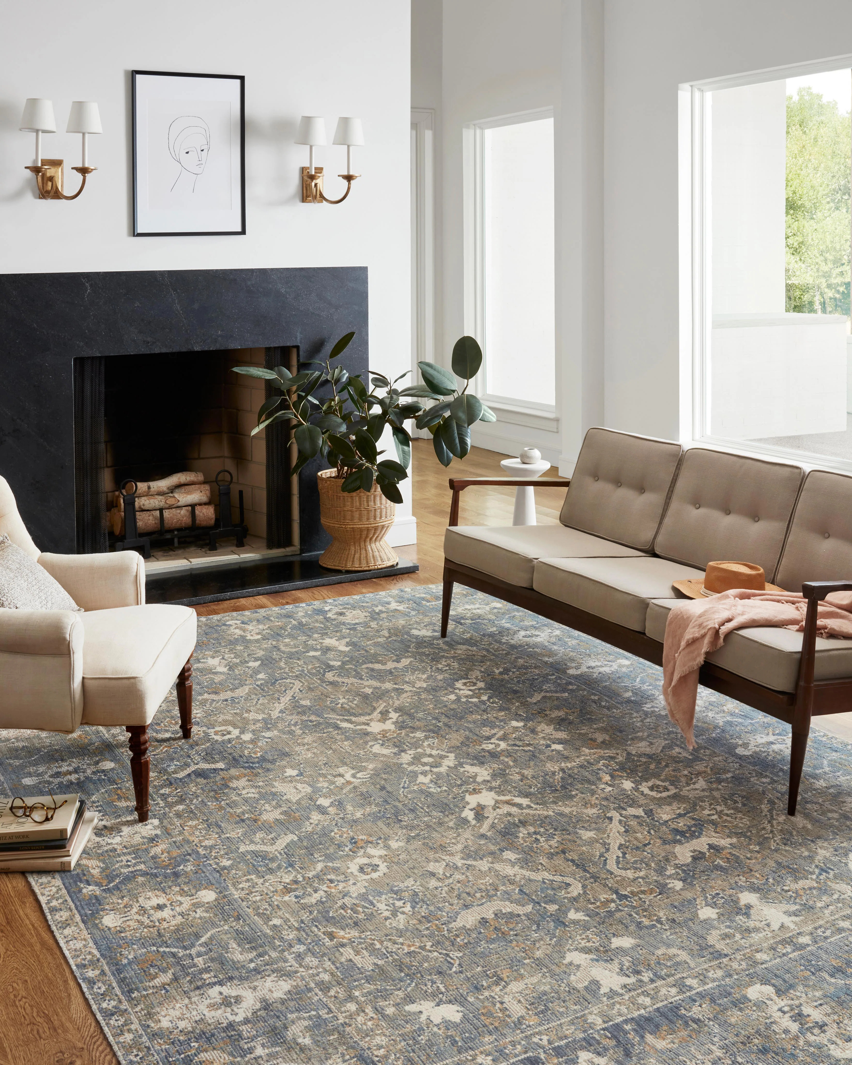Chris Loves Julia x Loloi Rosemarie Oriental Sand/Lagoon/Off White Area Rug | Wayfair North America