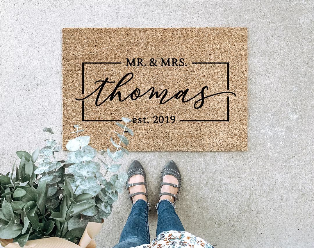 Mr. and Mrs. Doormat, Last Name Doormat, Housewarming Gift, Wedding Gift, Newlywed Gift, Annivers... | Etsy (US)