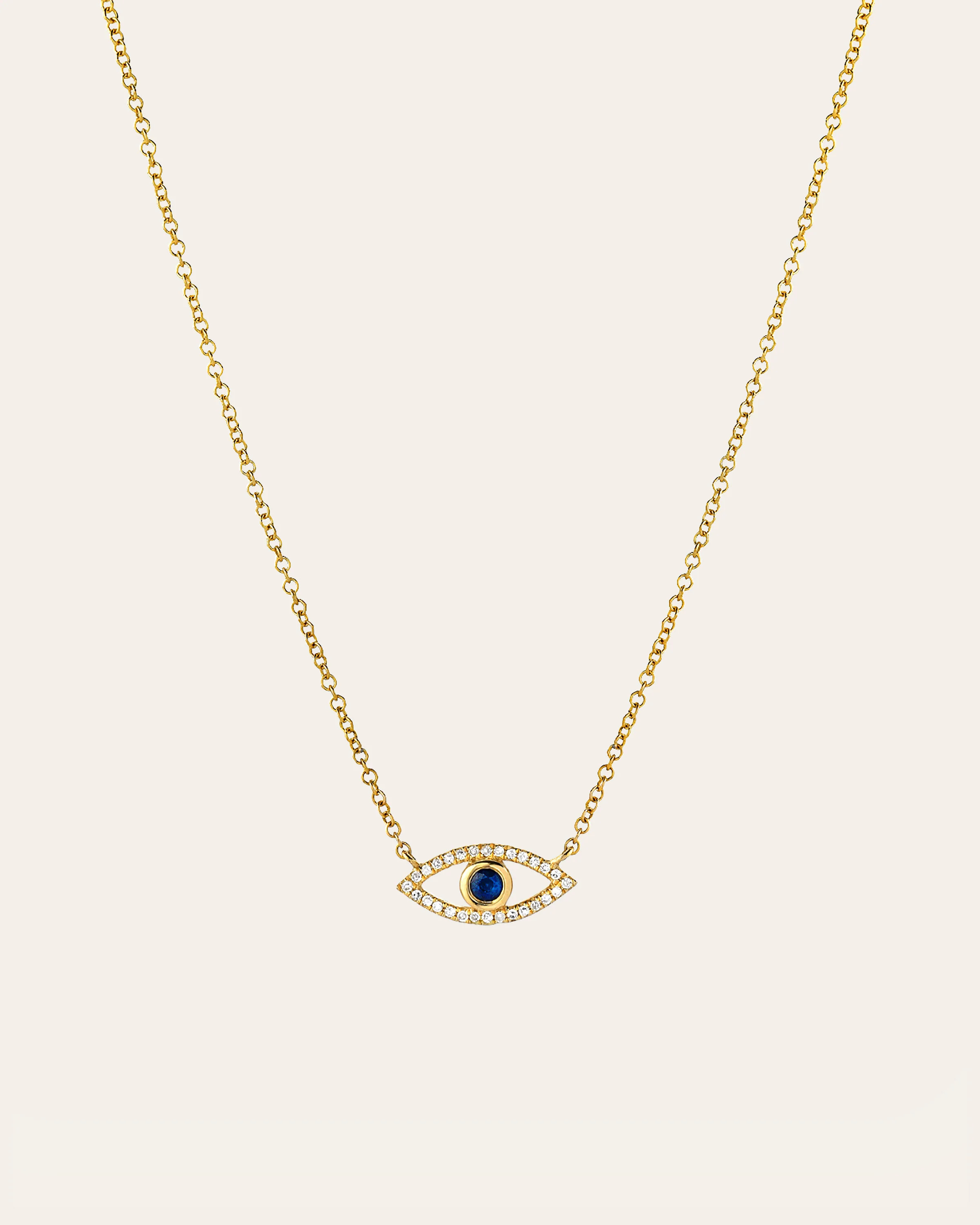 Diamond & Sapphire Evil Eye Necklace | Zoe Lev Jewelry