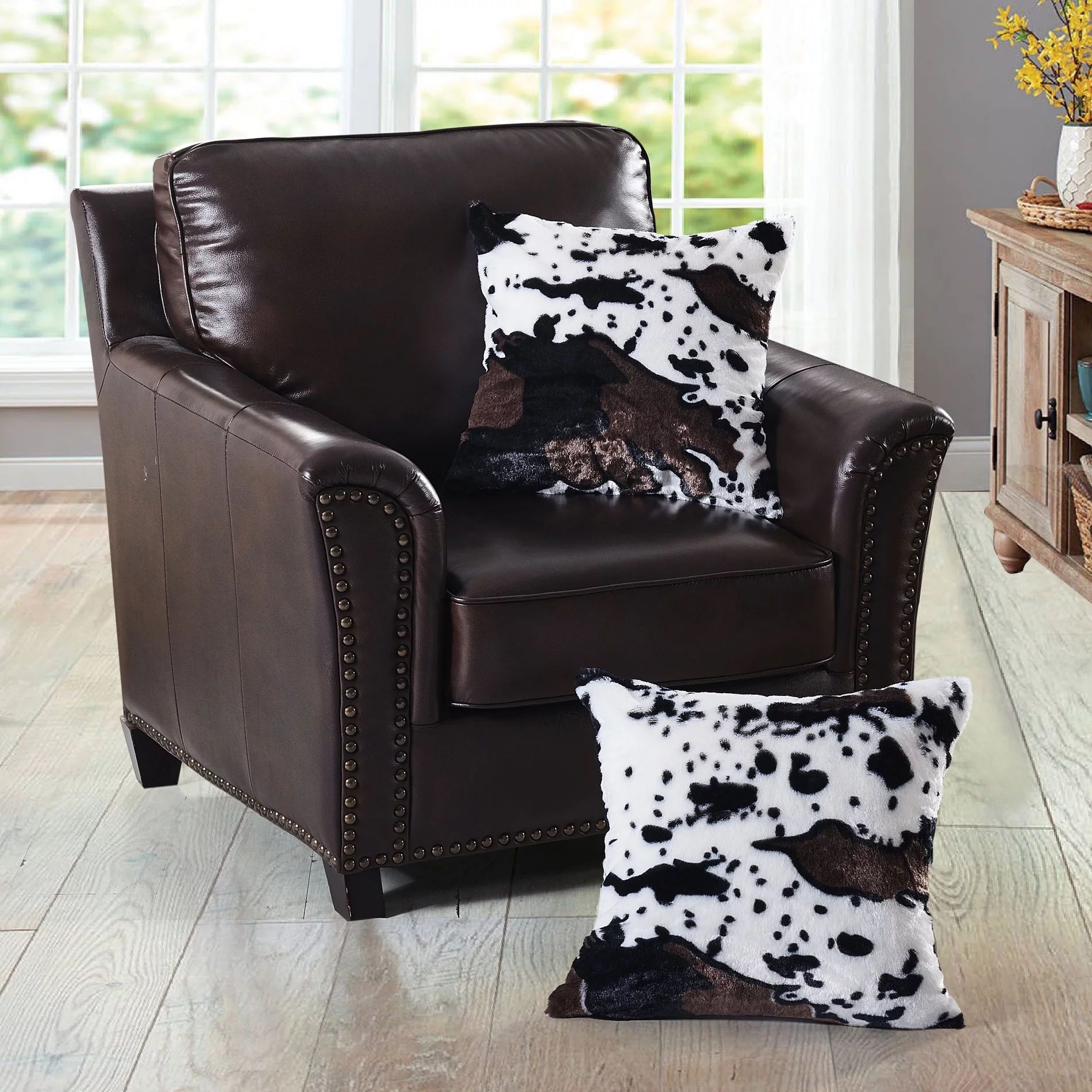 Cow Printed Faux Fur 2 Piece Throw Pillow Shams | Walmart (US)