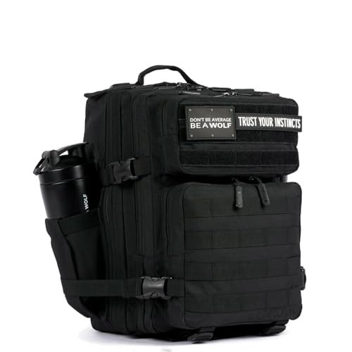 WOLFpak 25L Athletic Gym Backpack (Alpha Black) Durable 1000D Waterproof Oxford Material with MOLLE Webbing, Laptop Pocket & Dual Cup Holders | Amazon (US)