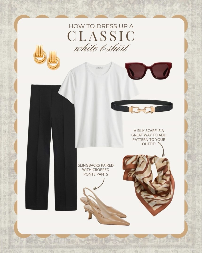 How to dress up the classic white t-shirt!

elevated casual, lunch date, business lunch, workwear, outfit ideas, Madewell, Gucci, Nordstrom, Banana Republic, Saks, Sam Edelman, Stefana Silber 

 #LTKxMadewell #LTKOver40 #LTKStyleTip