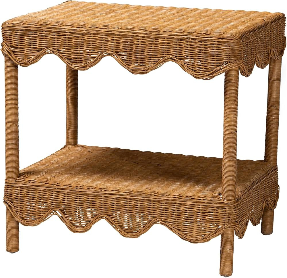 bali & pari Oteria Scalloped Natural Rattan Side Table, Light Honey | Amazon (US)