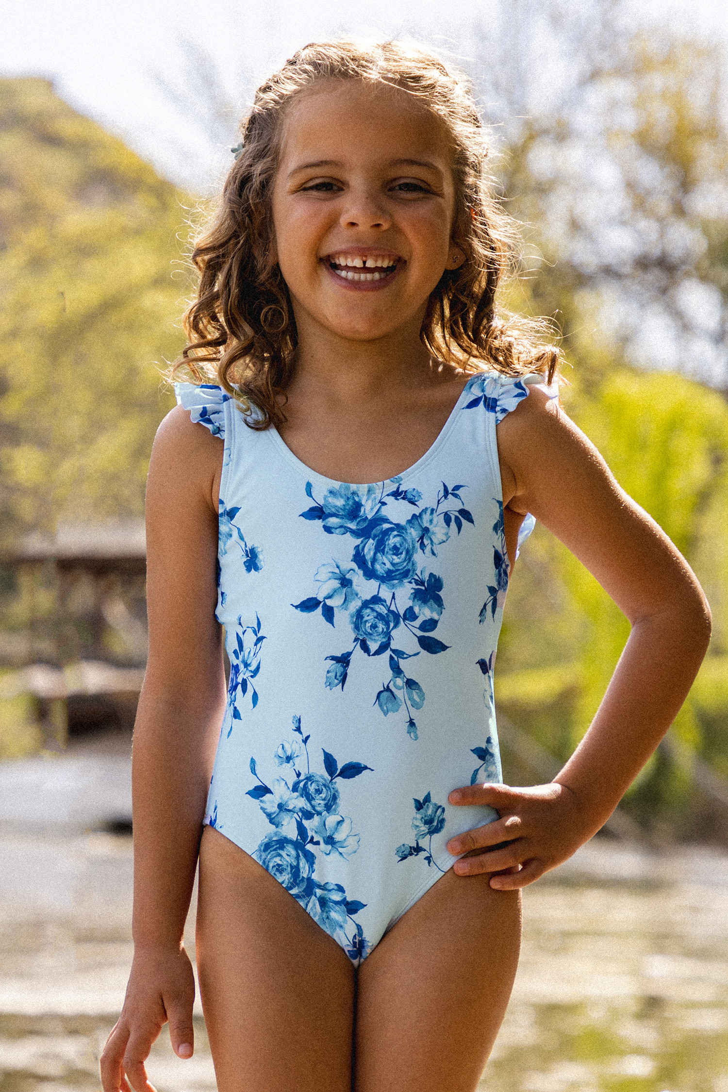 X Vanessa Girls Midnight Rose Ruffled Bow One Piece Swimsuit | Cupshe US