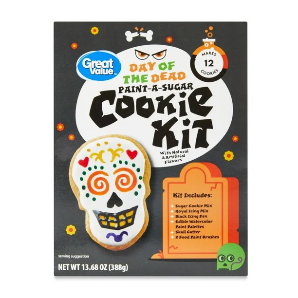 Great Value Day of the Dead Paint-a-Sugar Cookie Kit, 13.68 oz - Walmart.com | Walmart (US)