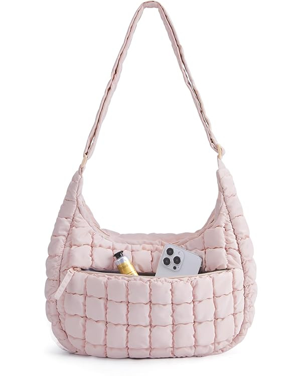 BAGSMART Crossbody Bag for Women, Quilted Puffy Hobo Purse Soft Fluffy Cute Shoulder Handbag for ... | Amazon (US)