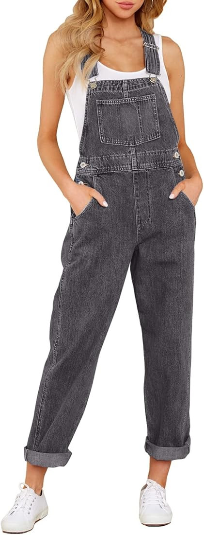 Vetinee Womens Classic Adjustable Straps Pockets Denim Bib Overalls Jeans Pants | Amazon (US)