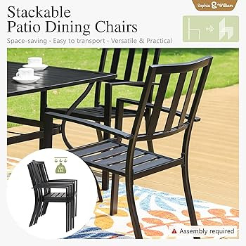 Sophia & William Patio Table and Chairs Wrought Iron Outdoor Dining Furniture Set 5 Piece, 37" Sq... | Amazon (US)