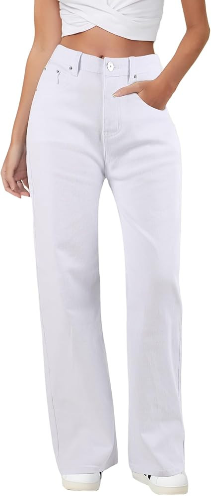 HDLTE Baggy Stretchy Jeans for Women High Waisted Trendy Wide Leg Jeans Boyfriend Denim Pants wit... | Amazon (US)