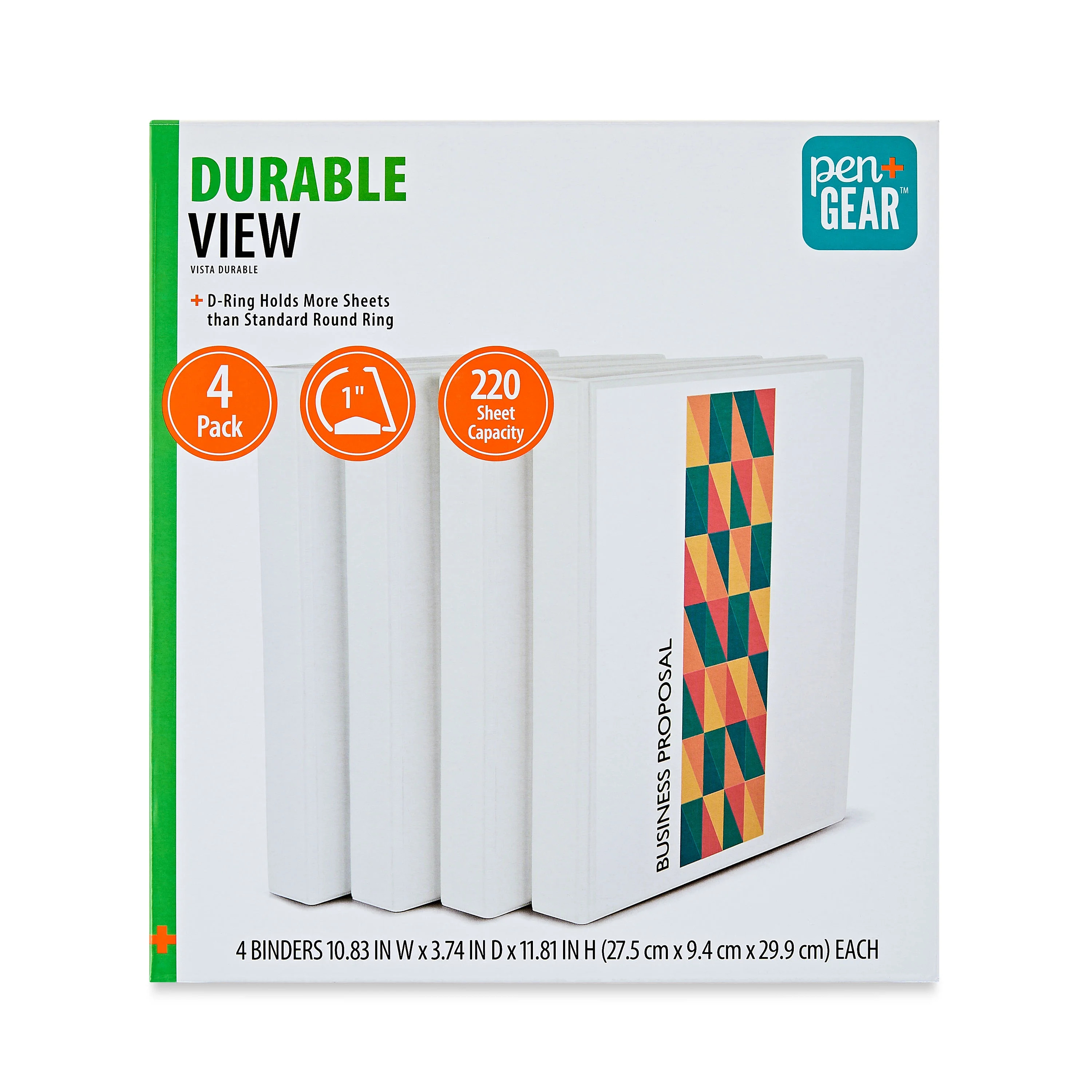 Pen+Gear Durable View 1" D-Ring Binder, White, 4 Count | Walmart (US)