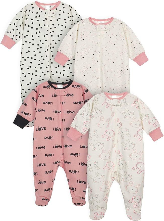 Onesies Brand baby-girls 4-pack Sleep 'N Play Footies Multi Pack | Amazon (US)