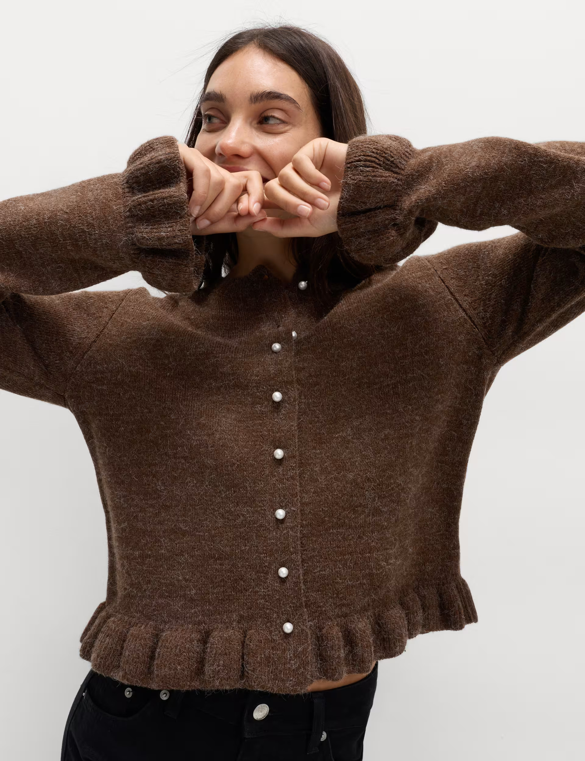 Textured Frill Detail Cardigan with Wool | Marks & Spencer (UK)