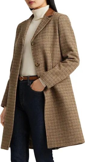 Houndstooth Single Breasted Insulated Coat | Nordstrom