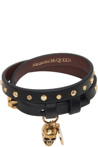 Alexander McQueen - Black & Gold Double Wrap Bracelet | SSENSE