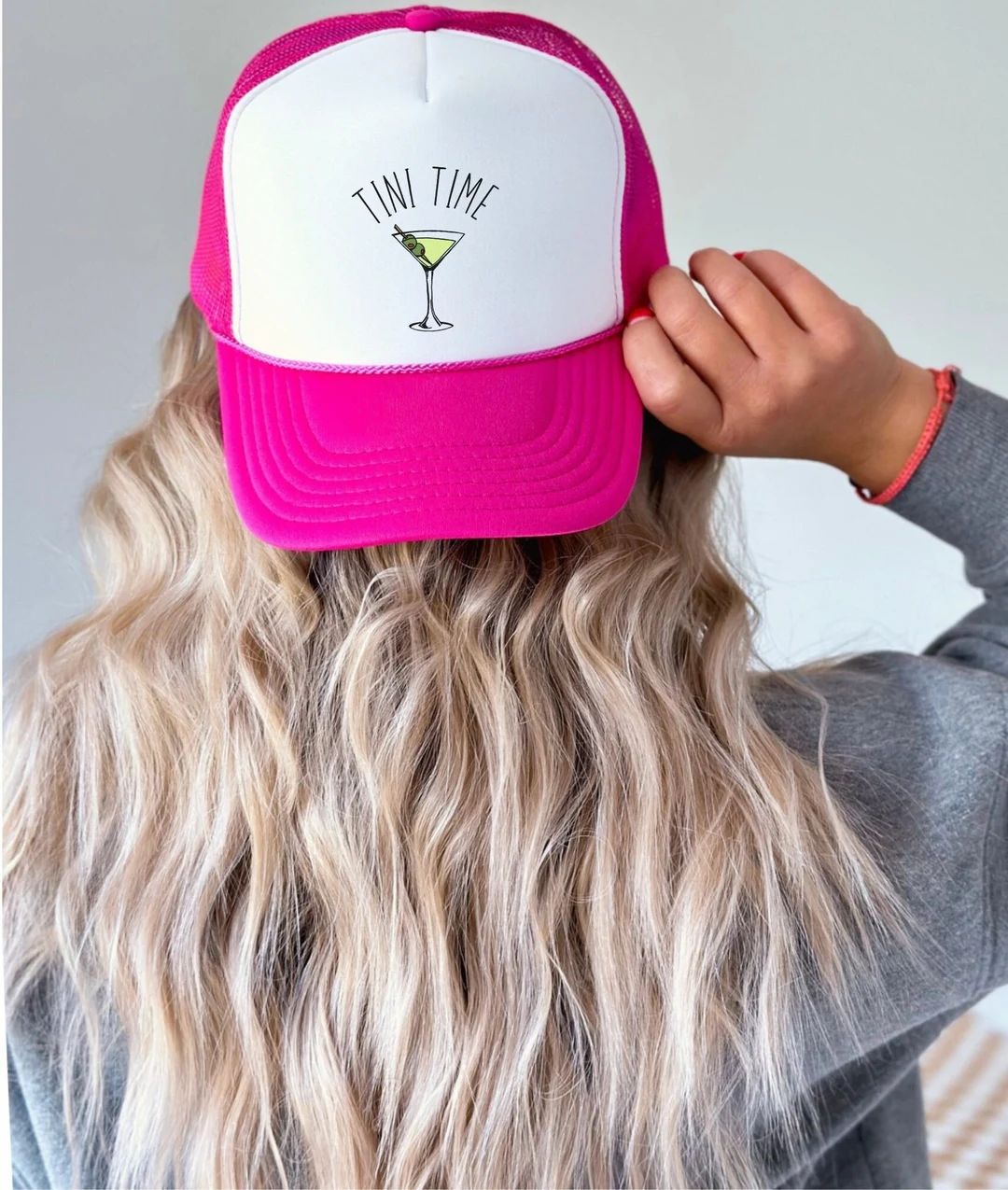 Tini Time, Martini Gift, Trendy Cocktail Trucker Hat, Martinis and Bikinis Bachelorette, Trendy W... | Etsy (US)