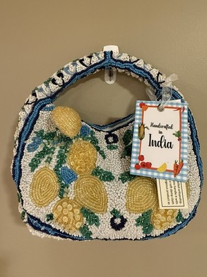 New Release Handcrafted in India Blue Lemon Vine Beaded Bag Viral TikTok | eBay | eBay US