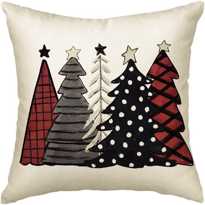 Artoid Mode Watercolor Tree Christmas Pillow Cover 18 x 18 Off White Square Seasonal Decorative F... | Walmart (US)