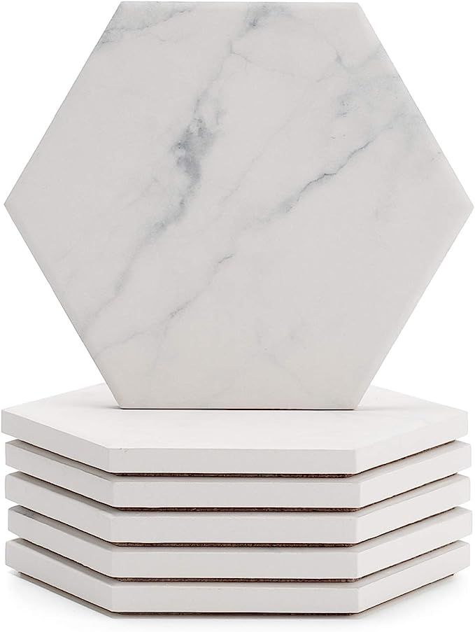 Sweese 242.101 Drink Coasters Set of 6, Ceramic Marble Coasters with Absorbent Cork Base for Glas... | Amazon (UK)