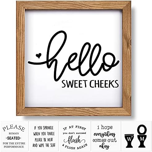 Funny Bathroom sign 6 in 1, Farmhouse Toilet Decorations Restroom Wall WC Signs , Funny Farmhouse... | Amazon (US)