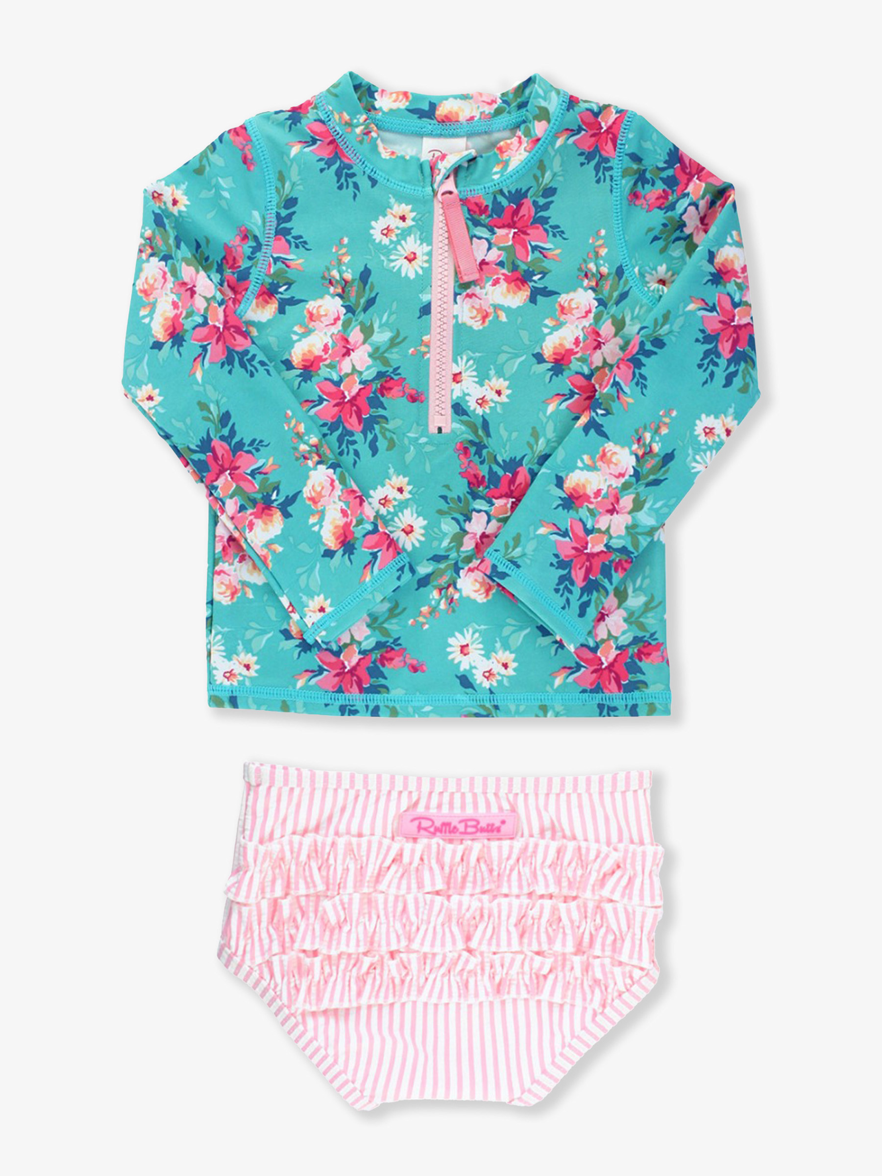Long Sleeve Zipper Rash Guard 2-Piece | RuffleButts / RuggedButts