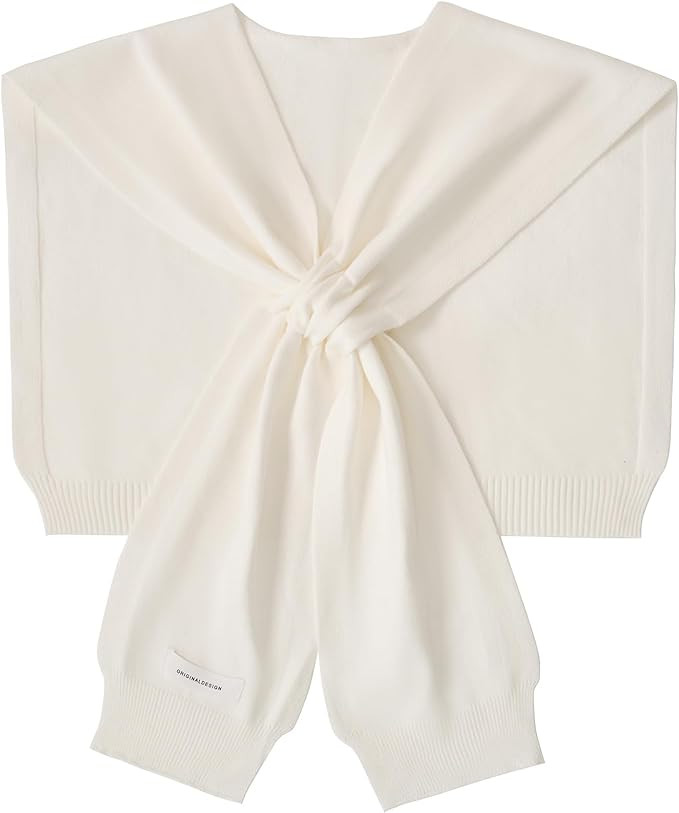 Women's Sweater Shawl Wraps Sleeves Knitted Collar Sweater Scarf Top Casual Lightweight Shoulder ... | Amazon (US)