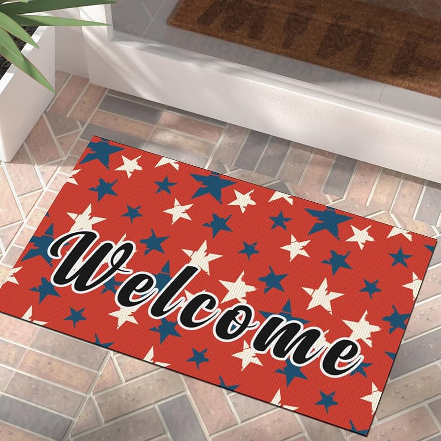 Patriotic Welcome Door Mat Liberty Stars Red 4th of July Doormat Independence Day Decorative Non ... | Amazon (US)
