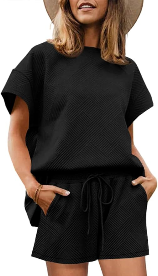 UNCLECAT Womens 2 Piece Lounge Sets Short Sleeve Tops and Shorts Travel Outfits Pajama Set with P... | Amazon (US)