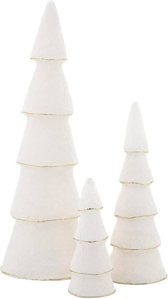 Santa Barbara Design Studio Christmas D\u00e9cor - Handcrafted Paper Mache Trees, Set of 3, Ivory | Amazon (US)