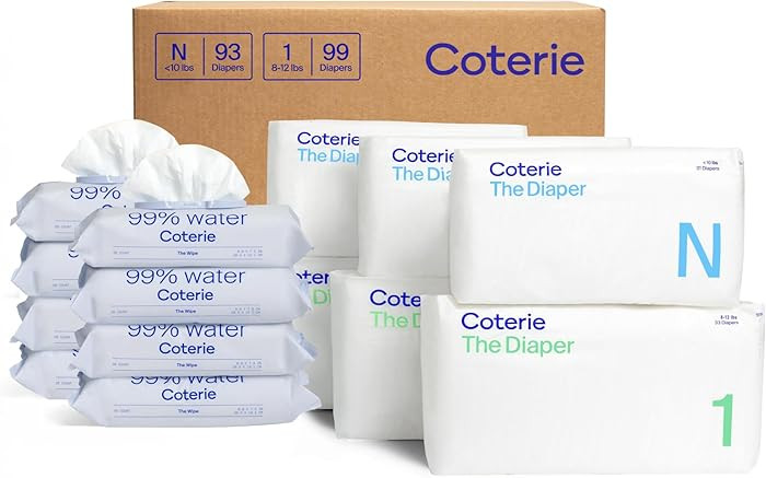 Coterie Baby Wipes + Diapers Kit, Size 1 (99 Count) & Size Newborn Diapers (93 Count), 8 Pack (44... | Amazon (US)