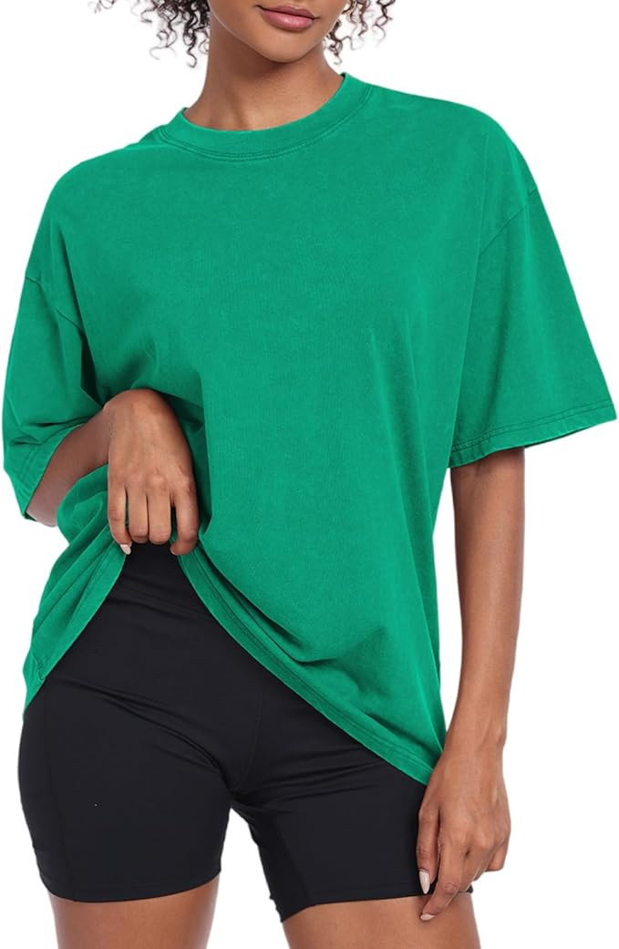 Womens Vintage Oversized T Shirts Acid Washed Baggy Cotton Tee Workout Gym Shirts Boyfriend Short... | Amazon (US)