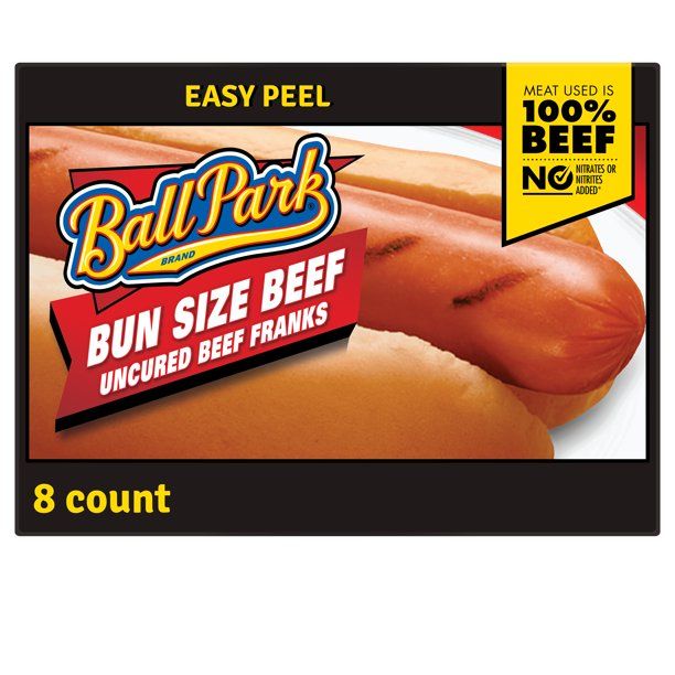 Ball Park Bun Size Uncured Beef Hot Dogs, 15 oz, 8 Ct | Walmart (US)