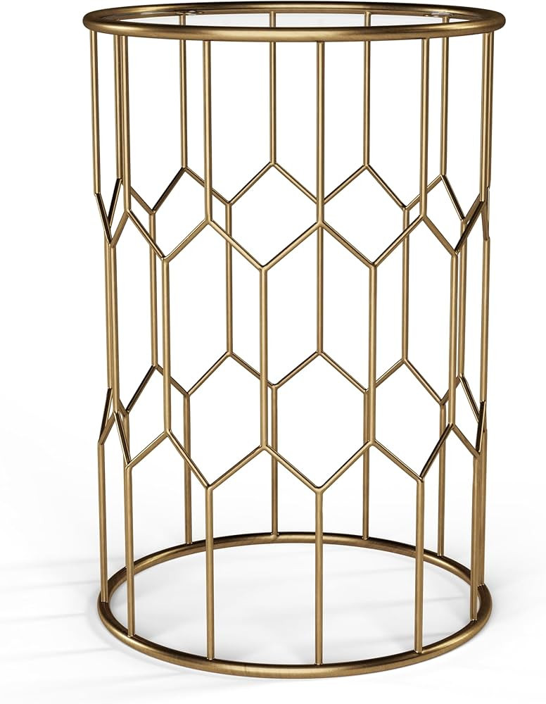 Amazon Brand – Rivet Geometric Modern Glass and Metal Side End Table Stand, 15.6" W, Gold Finis... | Amazon (US)