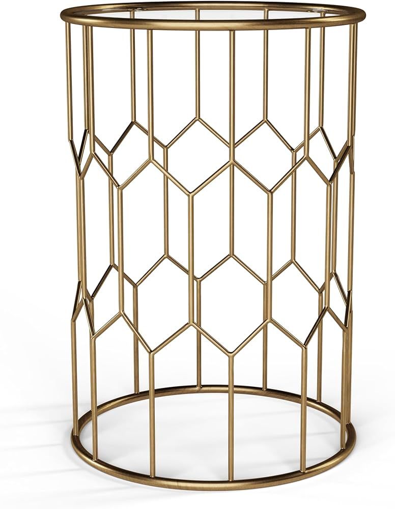 Amazon Brand – Rivet Geometric Modern Glass and Metal Side End Table Stand, 15.6" W, Gold Finis... | Amazon (US)