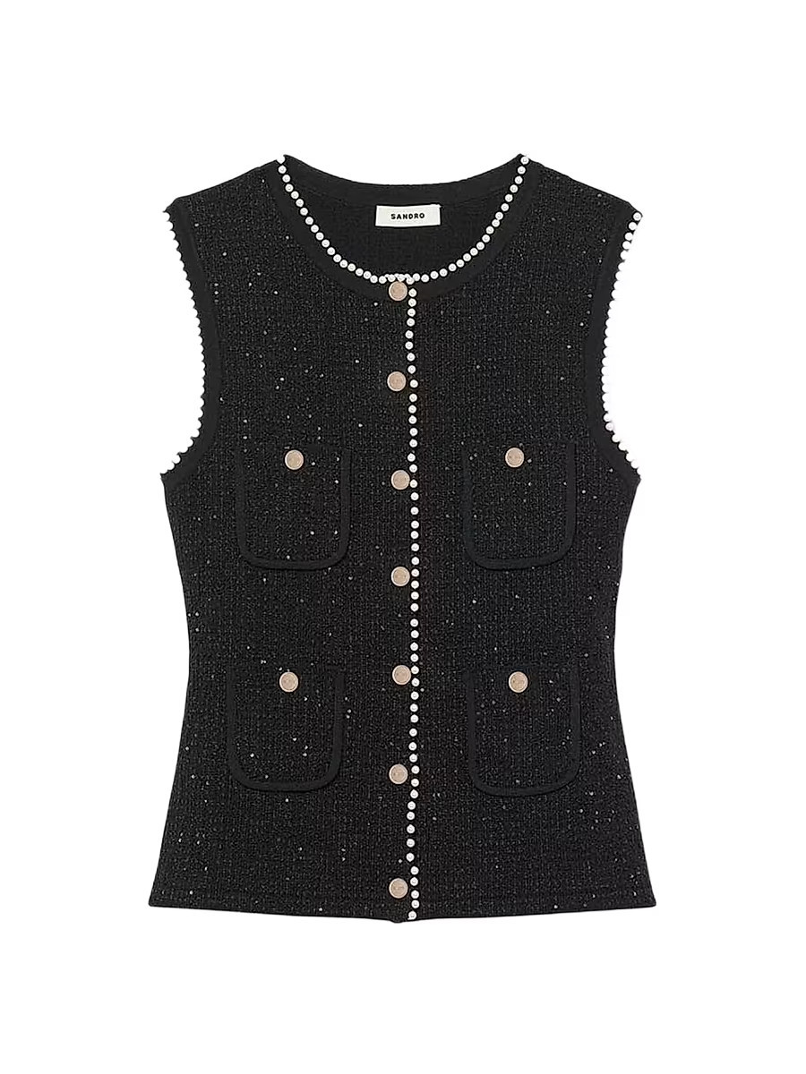 Women's Decorative Tweed Vest - Black - Size XL | Saks Fifth Avenue
