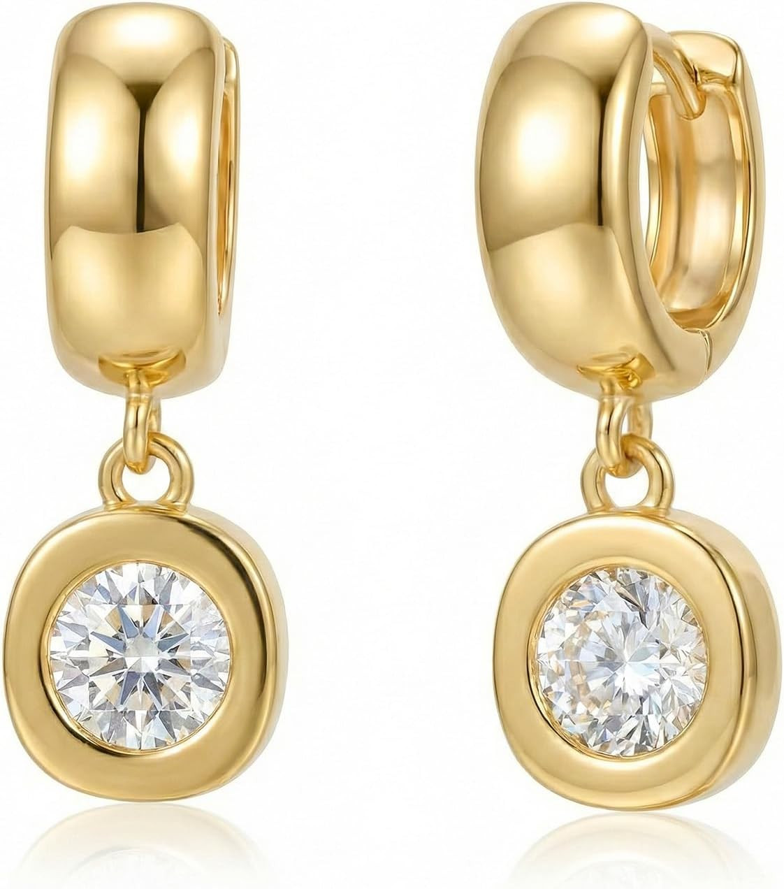 Trendy Gold Dangle Earrings for Women, Chunky Statement CZ Hoops | Amazon (US)