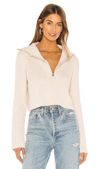 Lovelle Zip Up Sweater in Cream | Revolve Clothing (Global)