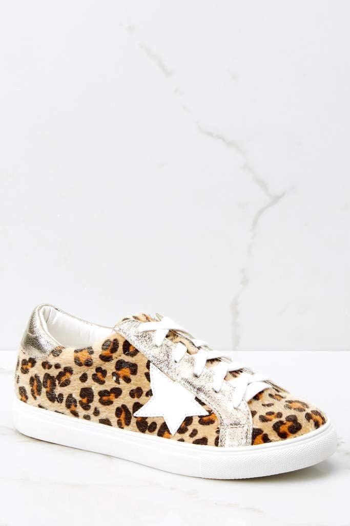 Getting Better Gold Leopard Print Sneakers | Red Dress 