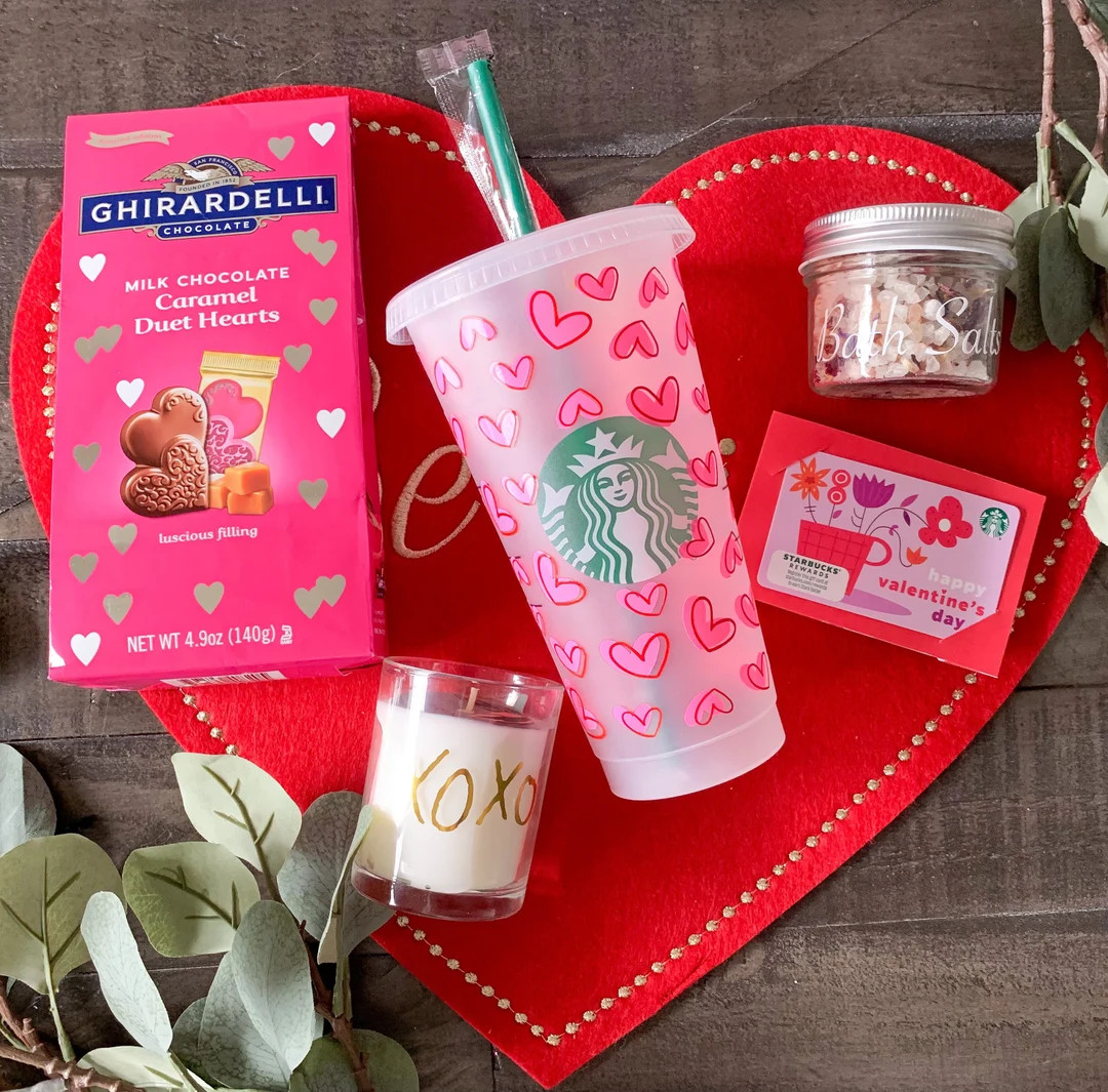 Valentine’s Day Starbucks Gift Box |Starbucks Gift Box | Starbucks Tumbler | Valentines Day Gif... | Etsy (US)