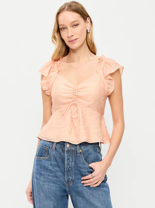 Flutter-Sleeve Fit & Flare Top | Old Navy (US)