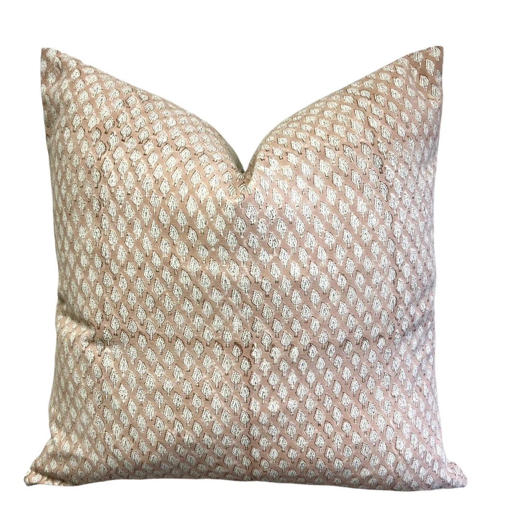 Designer Samira Pillow Cover in Tan Umber Mustard // Peach Blush Floral Pillow Cover // Boutique ... | Etsy (US)