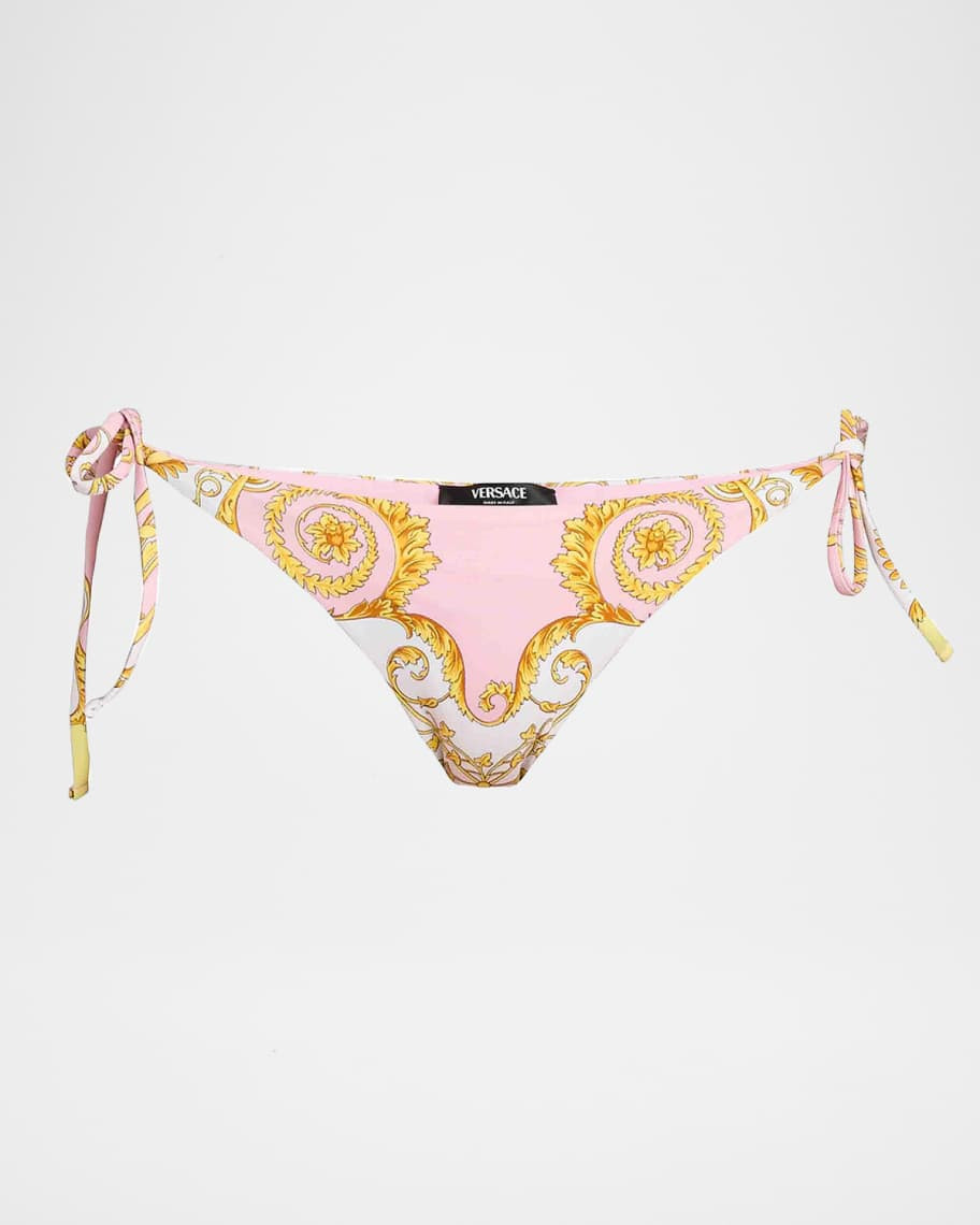 Versace Printed Tie Bikini Bottoms | Neiman Marcus