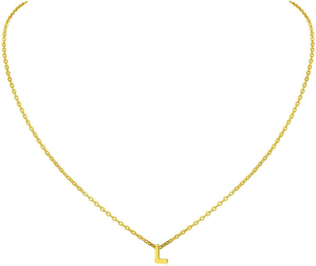 MOMOL Tiny Initial Necklace, 18K Gold Plated Stainless Steel Initial Necklace Dainty Personalized... | Amazon (US)