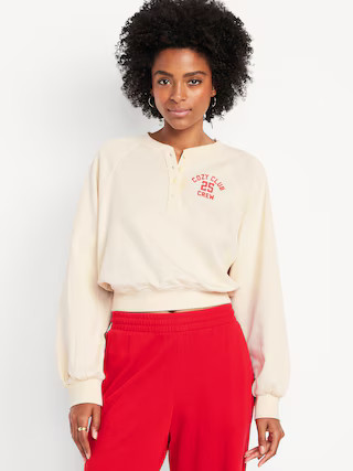 SoComfy Oversized Button-Front Sweatshirt | Old Navy (US)