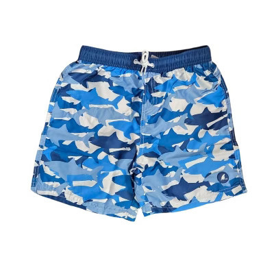 Heat Swimwear Boys Printed Tie Front Swim Trunk Board Shorts, Navy/White Sharks (4) | Target
