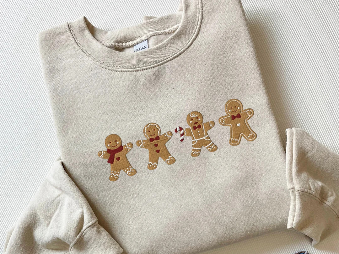 Embroidered Gingerbread Cookies Sweatshirt, Gingerbread Christmas Embroidered Sweatshirt, Christm... | Etsy (US)